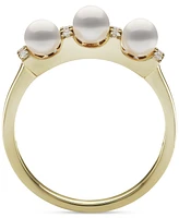 Belle de Mer Cultured Freshwater Pearl (4-5mm) & Diamond (1/10 ct. t.w.) Ring in 10k Gold