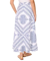 Vince Camuto Women's Linen-Blend A-Line Printed Maxi Skirt