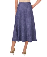 Vince Camuto Women's Linen-Blend Chambray Midi Skirt