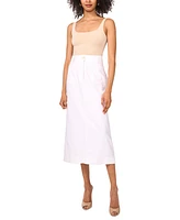 Vince Camuto Women's Linen-Blend Patch-Pocket Midi Skirt