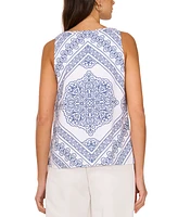 Vince Camuto Women's Linen-Blend V-Neck Printed Sleeveless Top