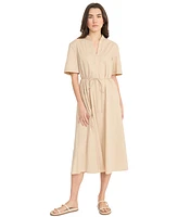 Luxely Women's Tie-Waist V-Neck Short-Sleeve Midi Dress