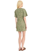 Luxely Women's Embroidered Cutout Short-Sleeve Cotton Mini Dress