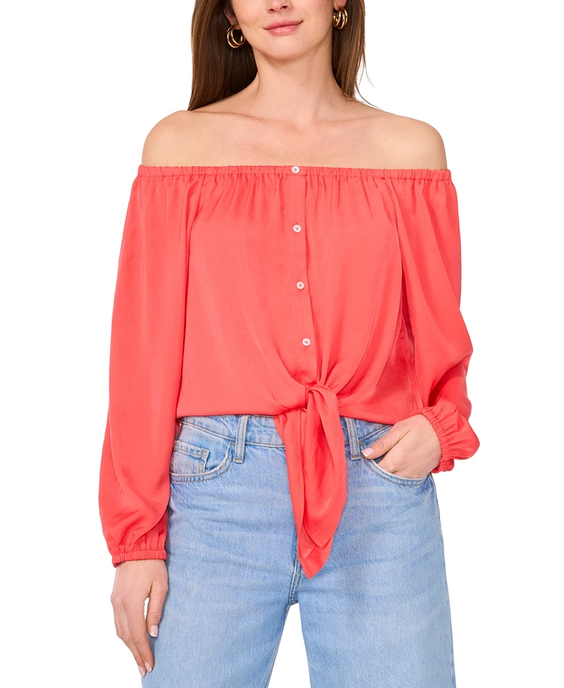 Vince Camuto Women's Off-the-Shoulder Tie-Hem Blouse