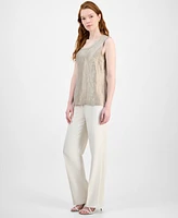 Kasper Women's Shimmer Twill Scoop-Neck Sleeveless Top, Regular & Petite Sizes