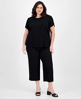 Ak Anne Klein Plus Gathered Tulip-Sleeve Top
