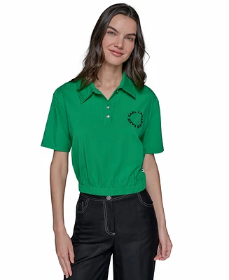 Karl Lagerfeld Paris Women's Cropped Logo Polo