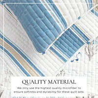 Linery & Co. Reversible Stripe and Coastal Quilt Set with Shams
