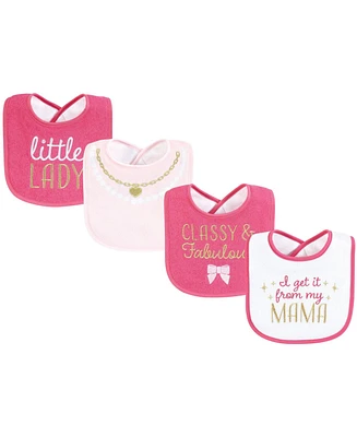 Hudson Baby Infant Girl Cotton Terry Drooler Bibs with Fiber Filling, My Mama, One Size