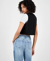 Bar Iii Women's V-Neck Button-Front Sleeveless Vest, Exclusively at Macy's