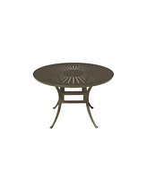 Mondawe -inch Powder Coated Cast Aluminum Outdoor Dining Table with Umbrella Hole