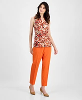 Kasper Women's Floral-Print Hidden-Placket Blouse, Regular & Petite Sizes
