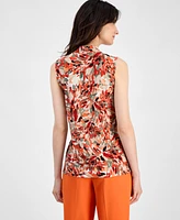 Kasper Women's Floral-Print Hidden-Placket Blouse, Regular & Petite Sizes