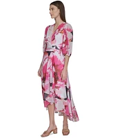 Calvin Klein Women's Floral Chiffon High-Low Dress