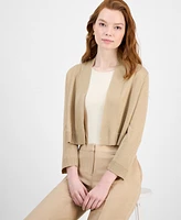 Kasper Women's Kissing-Front Cropped Shrug Cardigan