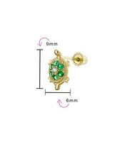Bling Jewelry Tiny Daith Nautical Green Turtle 14K Gold Cartilage Ear Stud Earring Helix Screwback