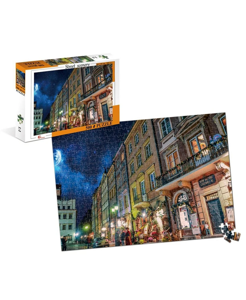 Street Scenery Night On The Town 500 Piece Jigsaw Puzzle