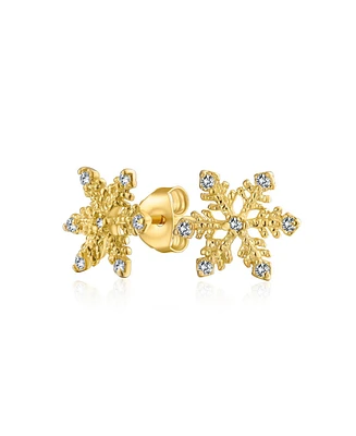 Bling Jewelry Petite Holiday Cz Stud Earrings: Snowflake Design with Cubic Zirconia Accents