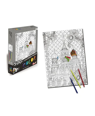 St. Basil's Cathedral 500 Piece Coloring Jigsaw Puzzle + 6 Markers
