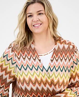 Kasper Plus Printed Tie-Front Cardigan