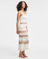 Bar Iii Women's Striped Crochet Tank Dress, Exclusively at Macy's
