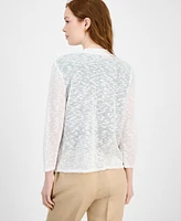 Kasper Women's Slub Yarn Open-Front A-Line Cardigan
