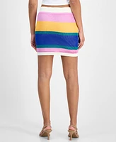 Bar Iii Women's Striped Crochet Mini Skirt, Exclusively at Macy's