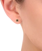 Men's Brown Diamond Square Cluster Stud Earrings (1/3 ct. tw) in 10k Gold