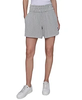 Karl Lagerfeld Paris Women's Striped Logo Pull-On Shorts