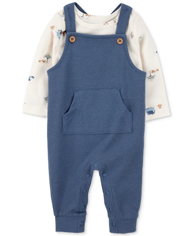 Carter's Baby Boys 2-Pc. Long-Sleeve T-Shirt & Thermal Overalls Set