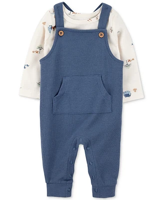 Carter's Baby Boys 2-Pc. Long-Sleeve T-Shirt & Thermal Overalls Set
