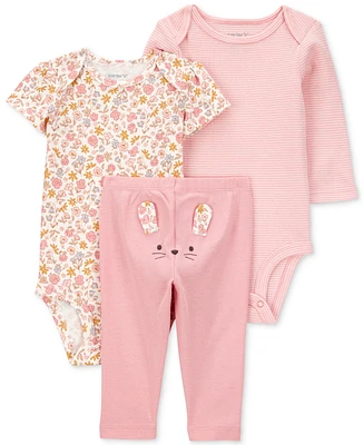 Carter's Baby Girls 3-Pc. Cotton Floral Mouse Little Character Set