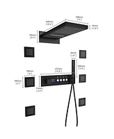 Mondawe Thermostatic Wall Mounted Complete Shower System with Digital Display and Body Jets