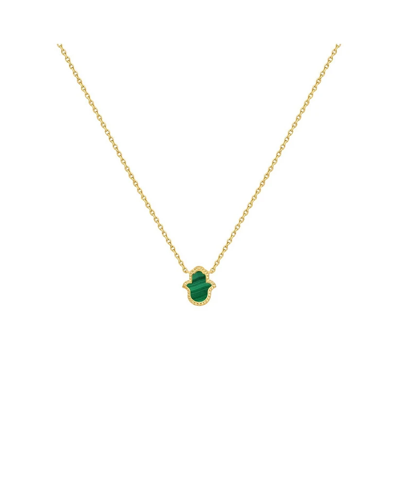 Honest & Bright Malachite Hamsa Gold Necklace