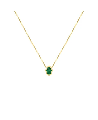 Honest & Bright Malachite Hamsa Gold Necklace