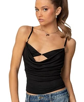 Edikted Women's Layered Bra Cowl Neck Top