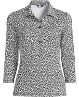 Lands' End Women's 3/4 Sleeve Active Polo Shirt