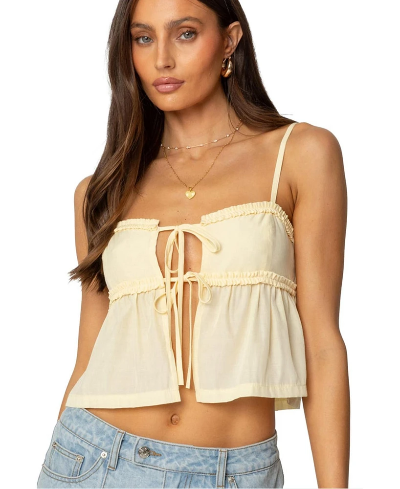 Edikted Women's Loula Tie Front Tank Top