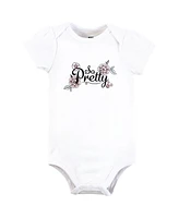 Hudson Baby Girls Cotton Bodysuits, So Pretty Flower, Preemie