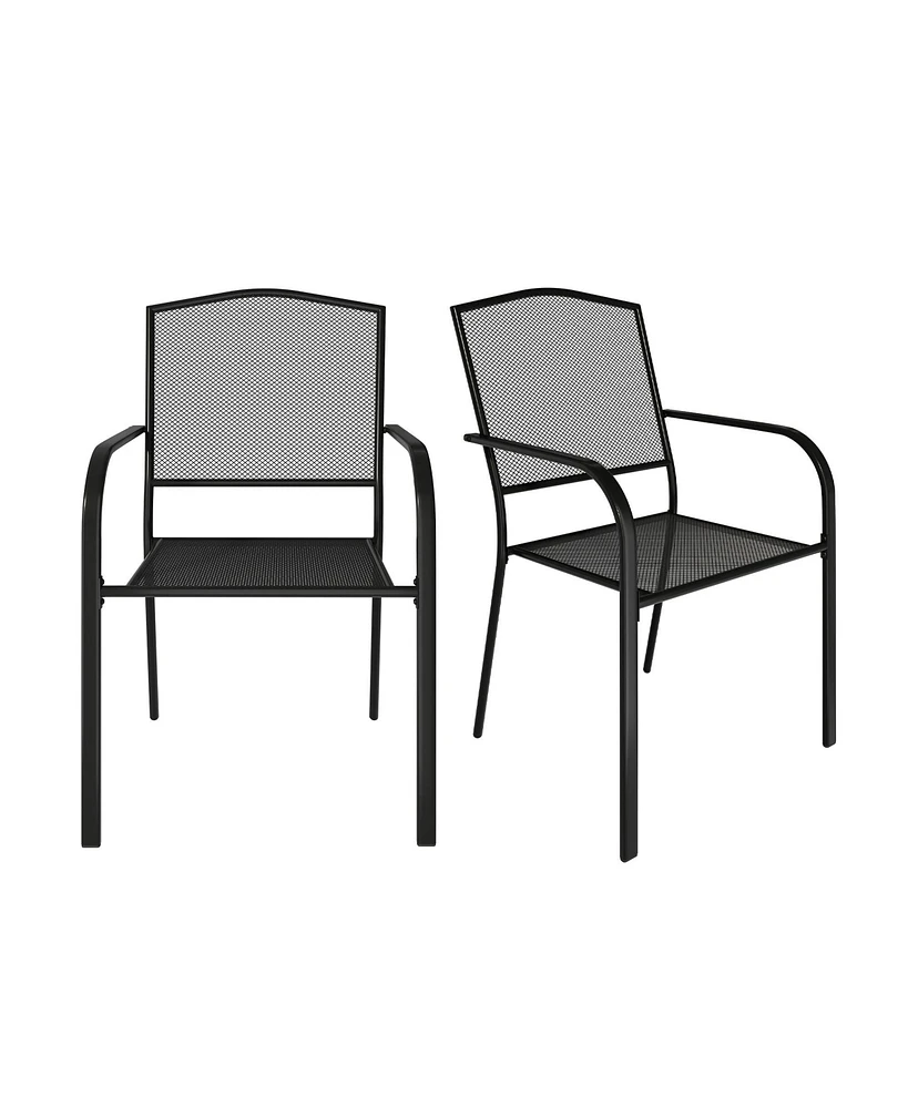 Black Metal Outdoor Patio Dining Chair Set of 2