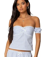 Edikted Women's Taryn Off Shoulder Striped Top