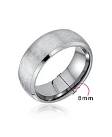 Bling Jewelry Religious Ichthys Jesus Fish Catholic Cross Couples Titanium Band Rings Matte Silver Tone