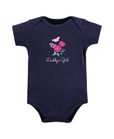 Hudson Baby Girls Cotton Bodysuits, Bright Butterfly Floral, Preemie