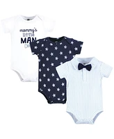 Hudson Baby Boys Cotton Bodysuits, Mommys Man Bow Tie, 9-12 Months