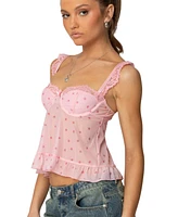 Edikted Women's Pipa Floral Sheer Mesh Bra Top