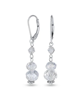 Bling Jewelry Clear Rondelle Crystal Dangle Earrings Sterling Silver Lever Back