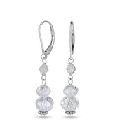 Bling Jewelry Clear Rondelle Crystal Dangle Earrings Sterling Silver Lever Back