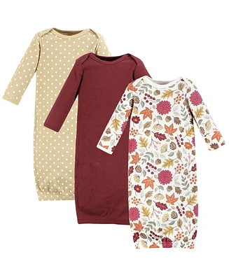 Hudson Baby Baby Girls Hudson Thermal Gown 3pk, Acorn Botanical, Preemie