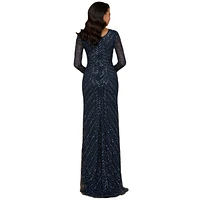 Lara Women's Long Sleeve Beaded Gown