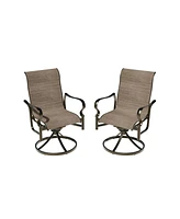 Mondawe Outdoor Cast Aluminum Swivel Rocking Chair with Textilene Seat and High Back (Set of 2)